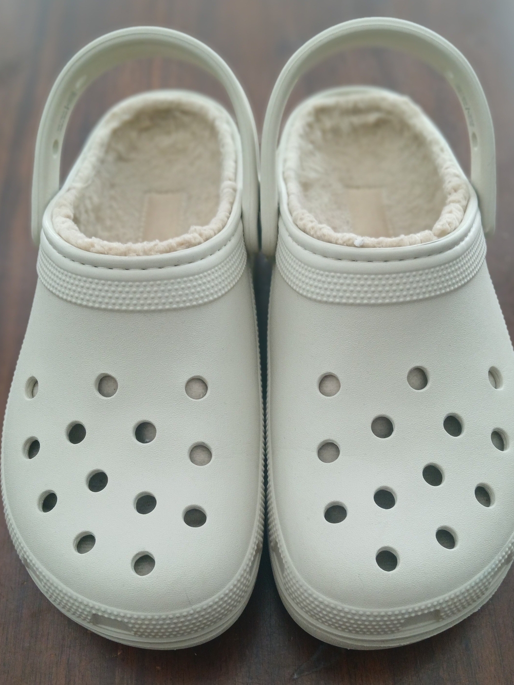CROCS Kids Cream Fleece-Lined Slip-On Clogs